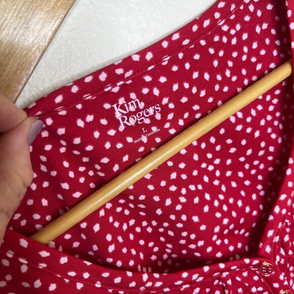 Kim Rogers Red White Polka Dotted Blouse Large - Picture 2 of 9